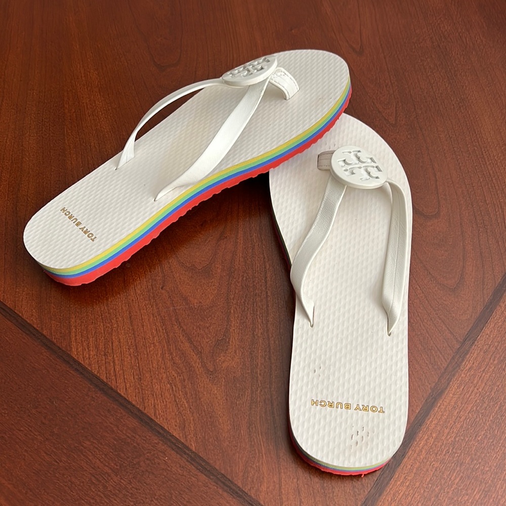 Tory Burch White Minnie flip flop